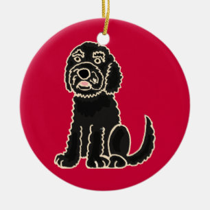 Cerâmica Ornamento preto adorável de BW Labradoodle
