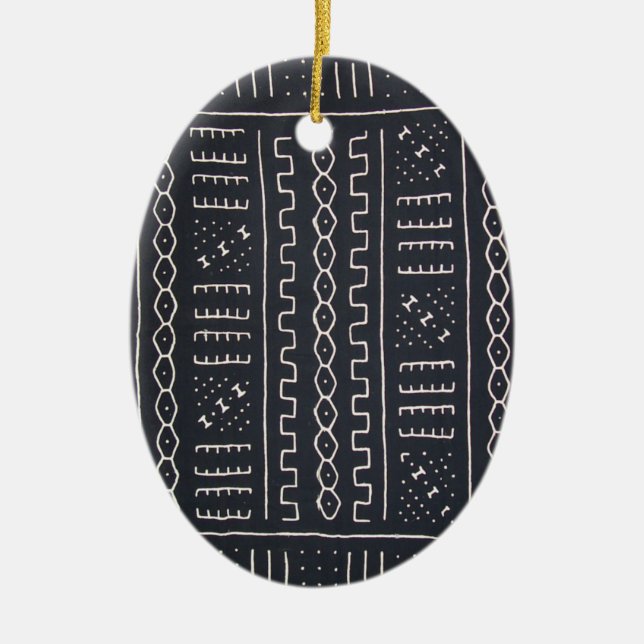 Cerâmica Ornamento preto & branco de Mudcloth (Frente)