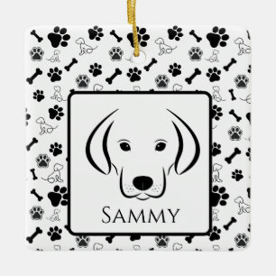 Cerâmica Ornamento Preto e Branco para Presente de Cão