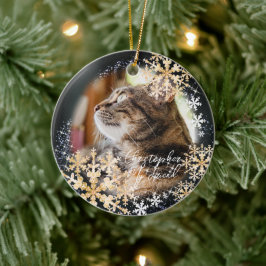 Cerâmica Ornamento Preto Fotográfico com Lâmpadas de Neve G