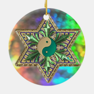 Cerâmica Ornamento psicadélico Sparkling das estrelas de