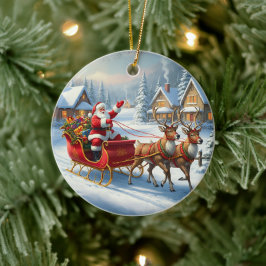 Cerâmica Ornamento Redondo Clássico de Natal