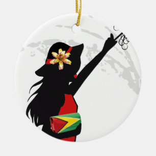 Cerâmica Ornamento redondo da menina de Guyana