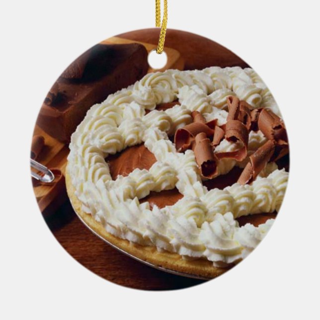 CERÂMICA ORNAMENTO REDONDO DA TORTA DE CREME DO CHOCOLATE (Frente)