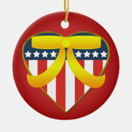 Cerâmica Ornamento Redondo de Fita Amarela Patriótica