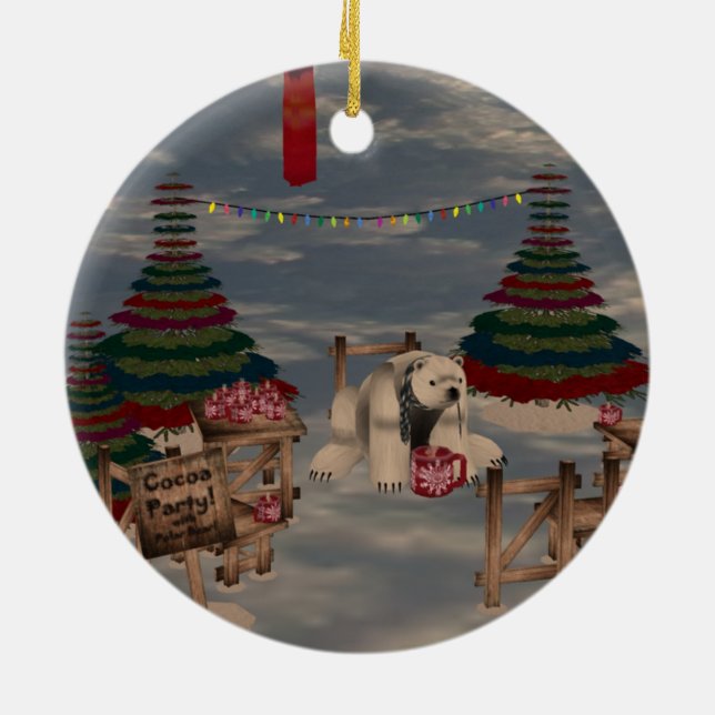 Cerâmica Ornamento Redondo de Urso Polar (Traseira)