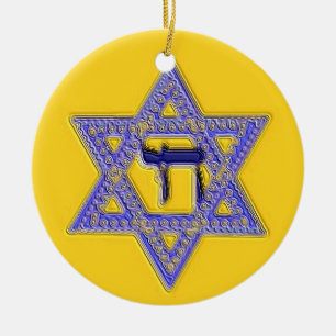 Cerâmica Ornamento religioso judaico de Chai da estrela de