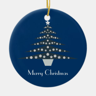 Cerâmica Ornamento retro azul bonito da árvore de Natal