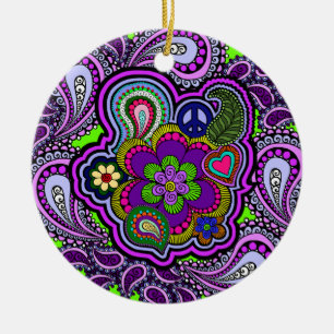 Cerâmica Ornamento roxo psicadélico de Paisley