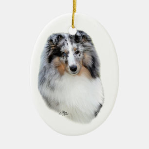 Cerâmica Ornamento Sheepdog-azul do merle de Shetland