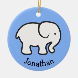 Cerâmica Ornamento Simples de Design de Elefante Branco