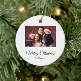 Cerâmica Ornamento Simples de Saudações de Foto de Natal