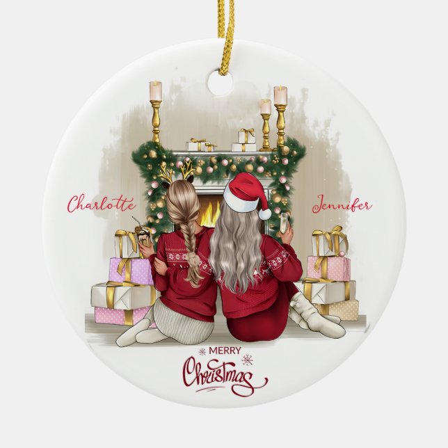Cerâmica Ornamento Simples e Personalizado de Melhor Amigo (Frente)