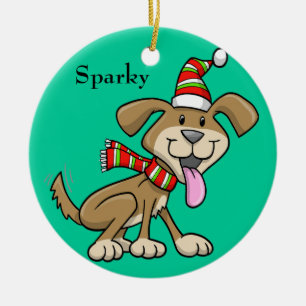 Cerâmica Ornamento "Sparky" do filhote de cachorro do Natal