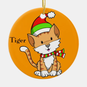 Cerâmica Ornamento "Tigre" do Gatinho de Natal