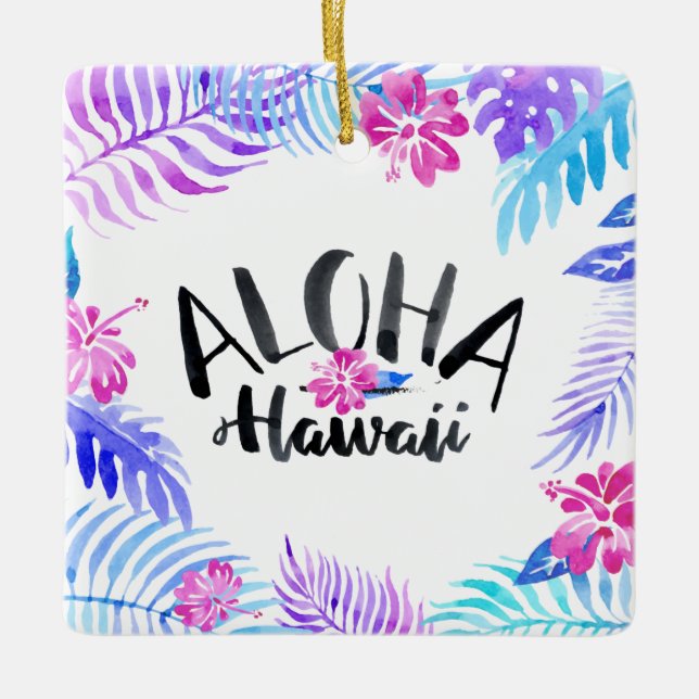 Cerâmica Ornamento tropical de Havaí | da aguarela Aloha (Frente)