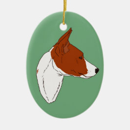 Cerâmica Ornamento verde de Basenji do vintage