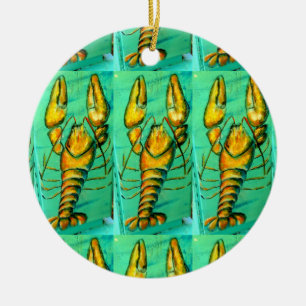 Cerâmica ornamento verde de lagosta