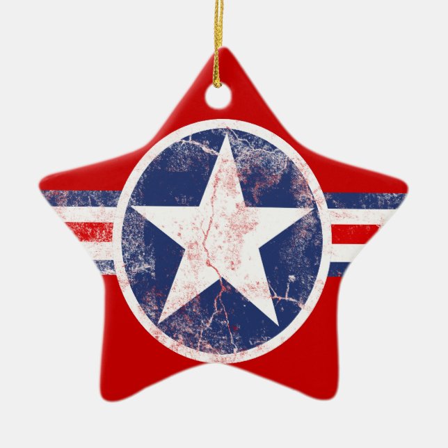 Cerâmica Ornamento Vermelho, Branco e Azul da Estrela de Ba (Frente)