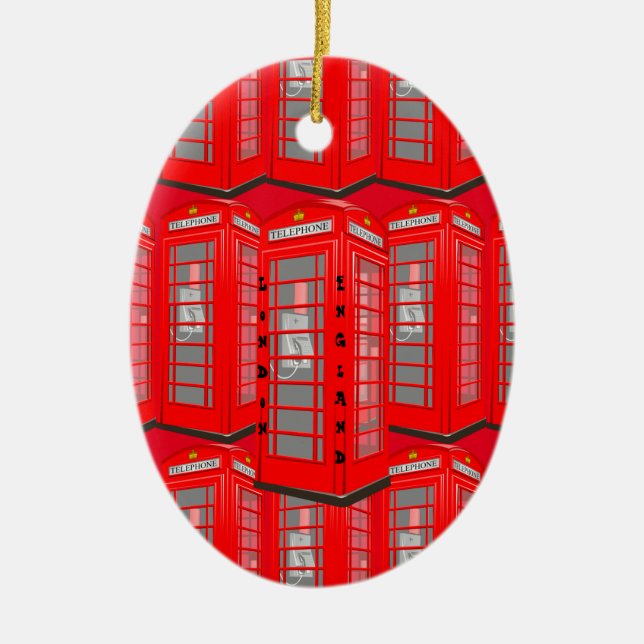 Cerâmica Ornamento vermelho britânico da cabine de telefone (Frente)