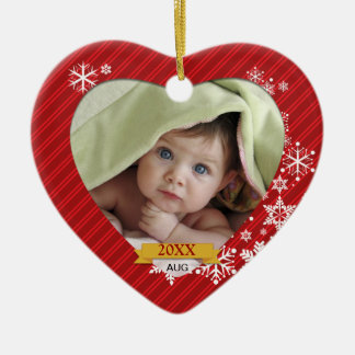 Cerâmica Ornamento vermelho da foto do floco de neve