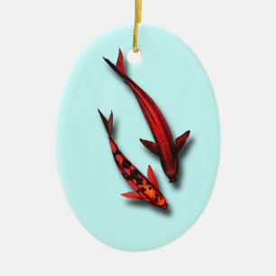 Cerâmica Ornamento vermelho dos peixes de Koi