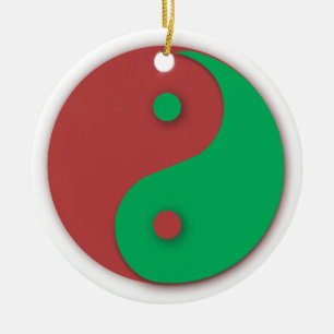 Cerâmica Ornamento vermelho e verde de Yin e de Yang