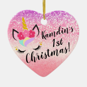 Cerâmica Ornamento XMAS de Ombre Personalizado do Unicorn