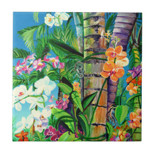 Cerâmica Orquídeas Tropicais com Azulejo cerâmico de Palm