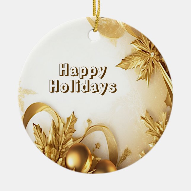 Cerâmica Ouro Sai do Ornamento de Férias de Natal (Frente)