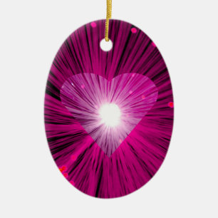 Cerâmica oval de ornamento Coração Rosa