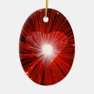 Cerâmica oval de ornamento do Coração Vermelho