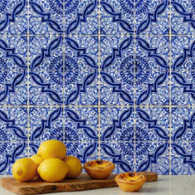 Padrão Autêntico de Azulejo Mediterrâneo Azul Bran