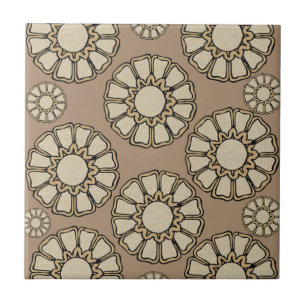 Cerâmica Padrão circular de bege castanho Azulejo cerâmico
