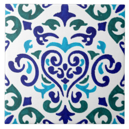 Cerâmica Padrão de azulejo azul e branco do marinho