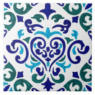 Cerâmica Padrão de azulejo azul e branco do marinho