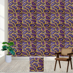 Cerâmica Padrão de Azulejo de Geodo Roxo e Dourado