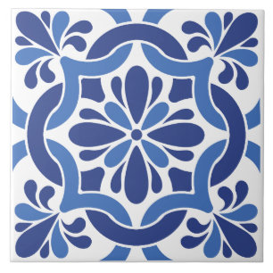 Cerâmica Padrão de Azulejo do Mediterrâneo azul e branco