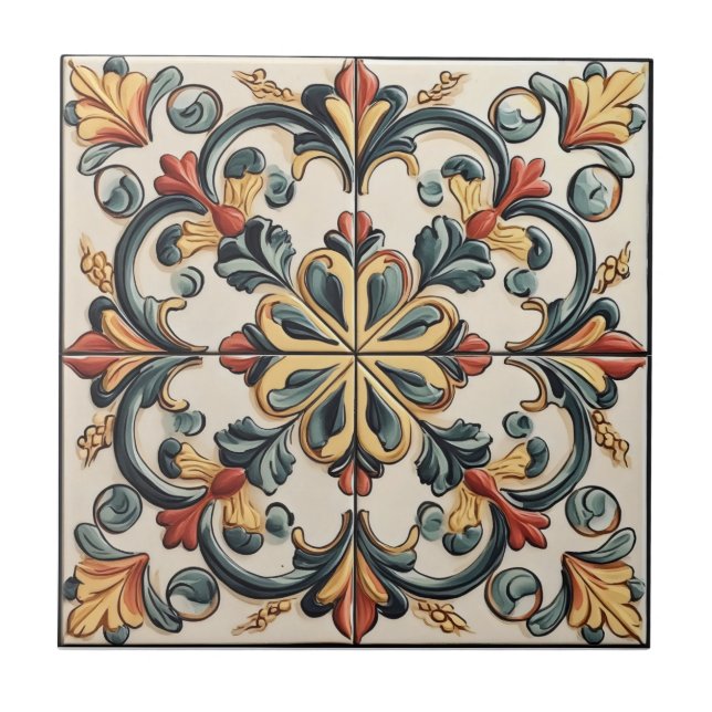 Cerâmica Padrão de Azulejo Floral Claro (Frente)