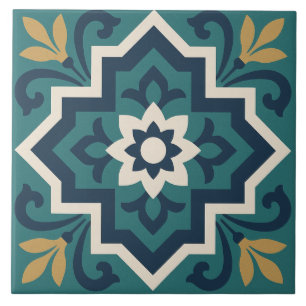 Cerâmica Padrão de Azulejo Floral Islâmico