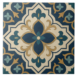 Cerâmica Padrão de Azulejo Floral Islâmico - Estrela de Cór