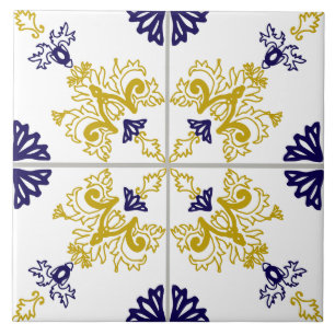 Cerâmica Padrão de Azulejo Floral Mediterrâneo Talavera