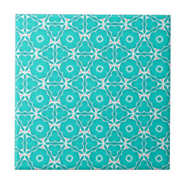 Cerâmica Padrão de Azulejo Marroquino Floral Turquesa