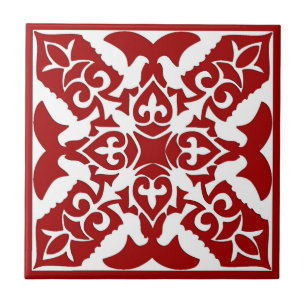 Cerâmica Padrão de Azulejo marroquino, vermelho profundo e