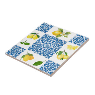 Cerâmica Padrão de Azulejo País Francês Mediterrâneo Limão