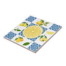 Padrão de Azulejo País Francês Mediterrâneo Limão