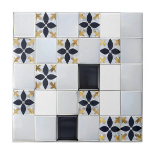 Cerâmica Padrão de Azulejo Pequeno e Cinza Dourada