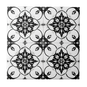 Cerâmica Padrão de Azulejo preto e branco