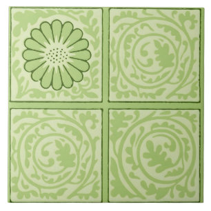 Cerâmica Padrão de Azulejo Verde Diaper de William Morris