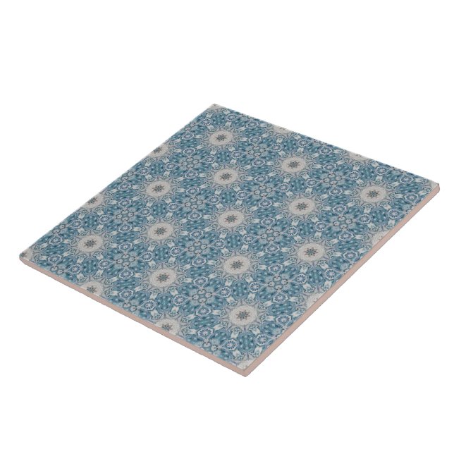 Cerâmica Padrão de Caleidoscópio de Azulejo Branco Azul (Lateral)